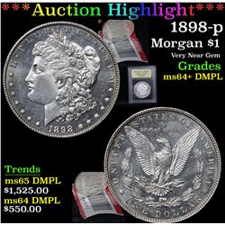 ***Auction Highlight*** 1898-p Morgan Dollar $1 Graded Choice Unc+ DMPL By USCG (fc)