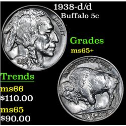 1938-d/d Buffalo Nickel 5c Grades GEM+ Unc