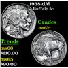 Image 1 : 1938-d/d Buffalo Nickel 5c Grades GEM+ Unc