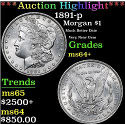 ***Auction Highlight*** 1891-p Morgan Dollar $1 Graded Choice+ Unc By USCG (fc)