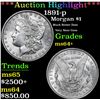Image 1 : ***Auction Highlight*** 1891-p Morgan Dollar $1 Graded Choice+ Unc By USCG (fc)
