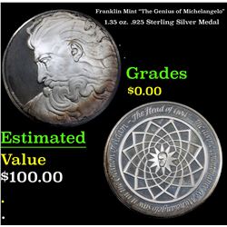 Franklin Mint "The Genius of Michelangelo" 1.35 oz. .925 Sterling Silver Medal