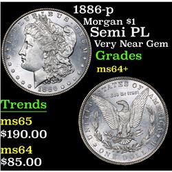 1886-p Morgan Dollar $1 Grades Choice+ Unc