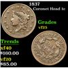 Image 1 : 1837 Coronet Head Large Cent 1c Grades vf+
