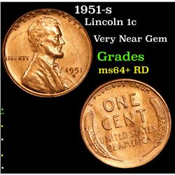 1951-s Lincoln Cent 1c Grades Choice+ Unc RD
