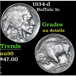 1934-d Buffalo Nickel 5c Grades AU Details