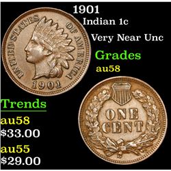 1901 Indian Cent 1c Grades Choice AU/BU Slider