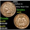 Image 1 : 1901 Indian Cent 1c Grades Choice AU/BU Slider