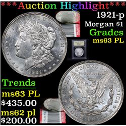 ***Auction Highlight*** 1921-p Morgan Dollar $1 Graded Select Unc PL By USCG (fc)