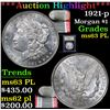 Image 1 : ***Auction Highlight*** 1921-p Morgan Dollar $1 Graded Select Unc PL By USCG (fc)