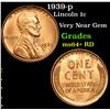Image 1 : 1939-p Lincoln Cent 1c Grades Choice+ Unc RD