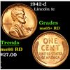 Image 1 : 1942-d Lincoln Cent 1c Grades Gem+ Unc RD