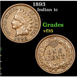 1893 Indian Cent 1c Grades vf++
