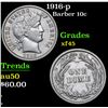 Image 1 : 1916-p Barber Dime 10c Grades xf+