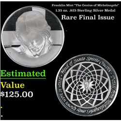 Franklin Mint "The Genius of Michelangelo" 1.35 oz. .925 Sterling Silver Medal