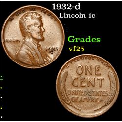 1932-d Lincoln Cent 1c Grades vf+