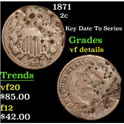 1871 Two Cent Piece 2c Grades vf details