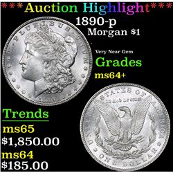 ***Auction Highlight*** 1890-p Morgan Dollar $1 Graded Choice+ Unc By USCG (fc)