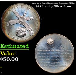 America In Space Photographic Exploration Of Mars .925 Sterling Silver Round