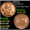 Image 1 : 1912-p Lincoln Cent 1c Grades Choice+ Unc RB