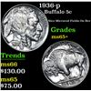 Image 1 : 1936-p Buffalo Nickel 5c Grades GEM+ Unc