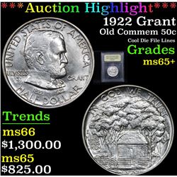 ***Auction Highlight*** 1922 Grant Old Commem Half Dollar 50c Graded GEM+ Unc By USCG (fc)