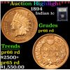 Image 1 : ***Auction Highlight*** 1894 Indian Cent 1c Graded Gem+ Proof Red By USCG (fc)