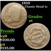 Image 1 : 1810 Classic Head Large Cent 1c Grades g+