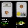 Image 1 : NGC 1937-d Lincoln Cent 1c Graded ms66 rd By NGC