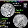 Image 1 : ***Auction Highlight*** 1928-p Peace Dollar $1 Graded Select+ Unc By USCG (fc)