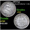 Image 1 : 1872-p Seated Liberty Half Dime 1/2 10c Grades vf++