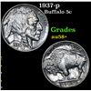 Image 1 : 1937-p Buffalo Nickel 5c Grades Choice AU/BU Slider+