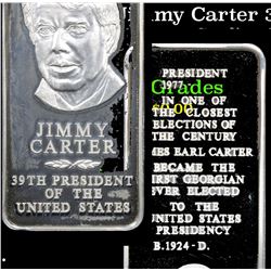 Jimmy Carter 39th President Danbury Mint 1oz .925 Fine Sterling Silver Bar