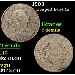 1803 Draped Bust Large Cent 1c Grades f details
