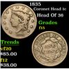 Image 1 : 1835 Coronet Head Large Cent 1c Grades f+