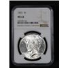 Image 2 : NGC 1925-p Peace Dollar $1 Graded ms63 By NGC
