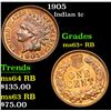 Image 1 : 1905 Indian Cent 1c Grades Select+ Unc RB