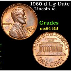 1960-d Lg Date Lincoln Cent 1c Grades Choice Unc RB