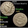 Image 1 : 1825 Coronet Head Large Cent 1c Grades vg+