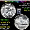 Image 1 : ***Auction Highlight*** 1944-s Jefferson Nickel 5c Graded GEM++ 5fs By USCG (fc)