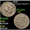 Image 1 : 1836 Coronet Head Large Cent 1c Grades vf+