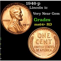 1946-p Lincoln Cent 1c Grades Choice+ Unc RD