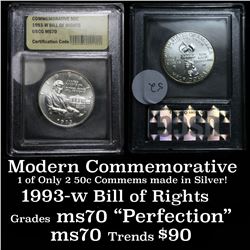 1993-w Bill of Rights . . Modern Commem Half Dollar 50c Graded ms70, Perfection By USCG