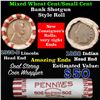 Image 1 : Mixed small cents 1c orig shotgun roll, 19120-d Wheat Cent, 1888 Indian Cent other end