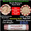 Image 1 : Mixed small cents 1c orig shotgun roll,1918-d Wheat Cent,1857 Flying Eagle Cent other end