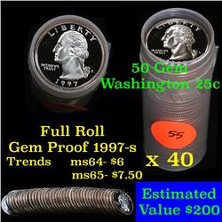 Proof 1997-s Washington Quarter 25c roll, 40 pieces (fc) . .