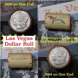 ***Auction Highlight*** Full Morgan/Peace Flamingo Hotel silver $1 roll $20, 1888 & 1900 ends . . (f