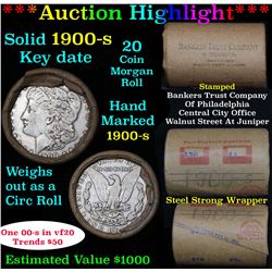 ***Auction Highlight*** Full solid date 1900-s Morgan silver dollar roll, 20 coins   (fc)