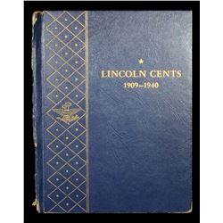 Partial Lincoln cent book 1909-1940 45 US coins + 5 Canadian . .
