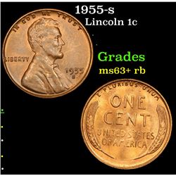1955-s Lincoln Cent 1c Grades Select+ Unc RB